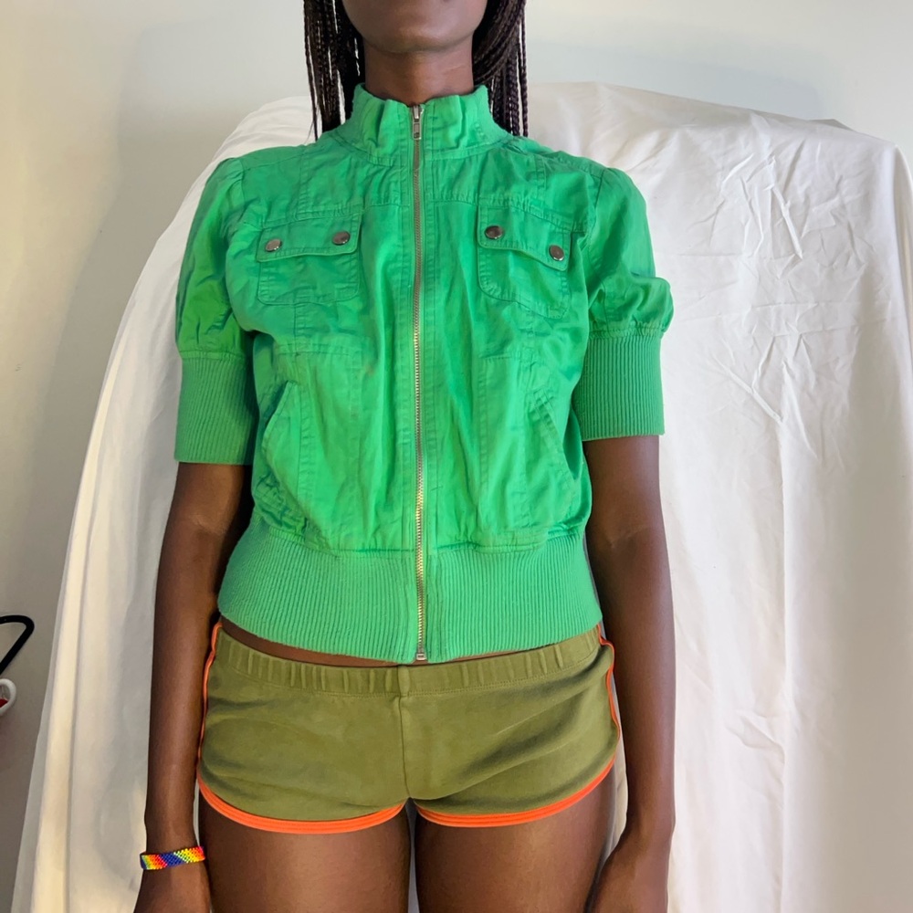 Green cropped jacket. Y2K. Can dress up or down!